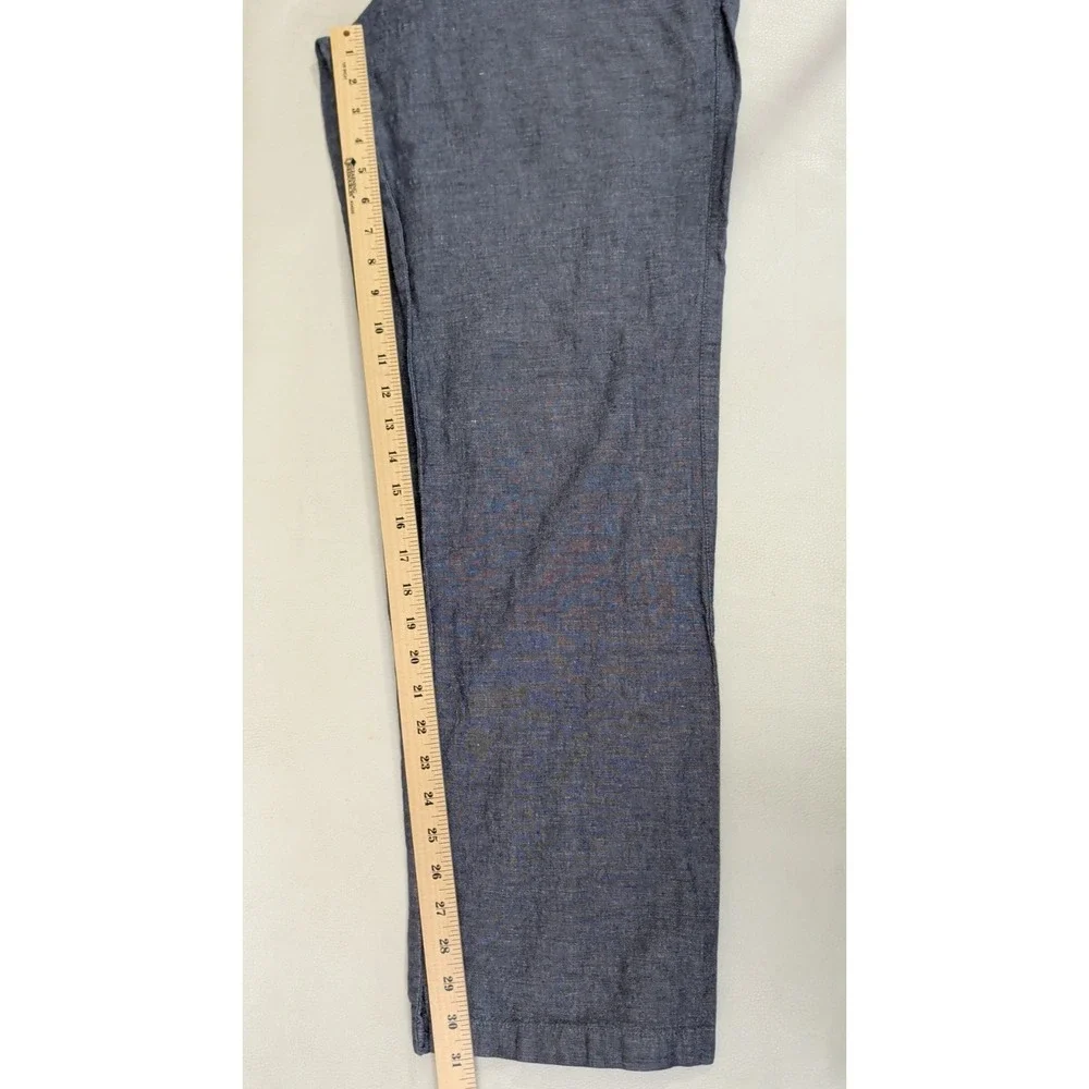 Gap Slim Fit Linen Blend‎ Pants Mens 36x32 Blue Chino Preppy Lightweight Beach